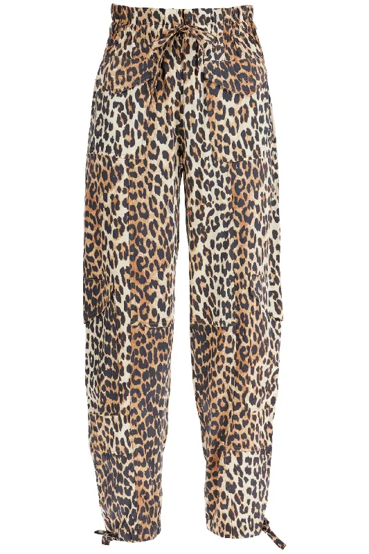 Cargo track pants cool -Ganni Women's Leopard Print Satin Cargo Pants