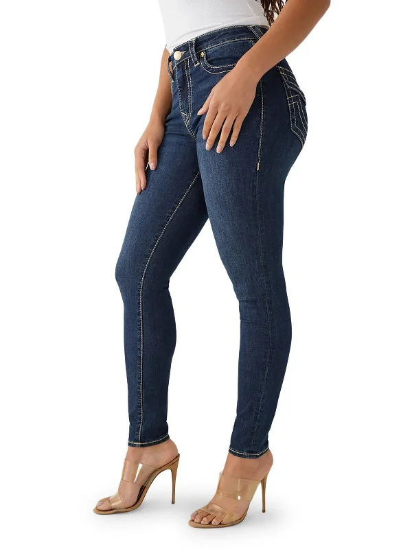 Stretch dress pants flexible -Halle Womens High-Rise Dark Wash Skinny Jeans