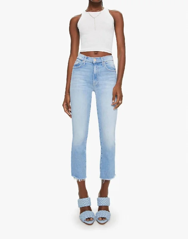 Striped chino pants striking -Insider Crop Step Fray Jeans In Bright Light Blue Wash