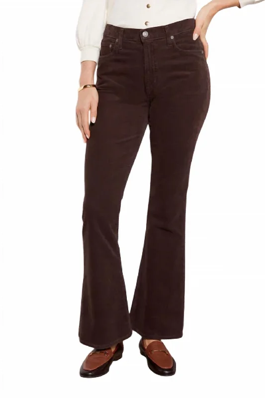 High-rise chino pants flattering -Isola Flare Corduroy Pants In Dark Brown