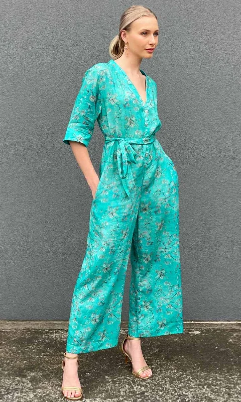 Navy chino pants sleek -Hoss Kyoto Blossom Jumpsuit - Aqua