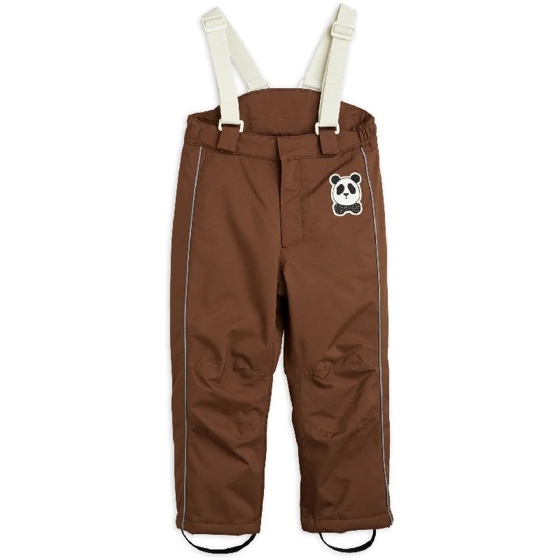 Dress pants for formal events -Mini Rodini Brown Panda Soft Ski Pants