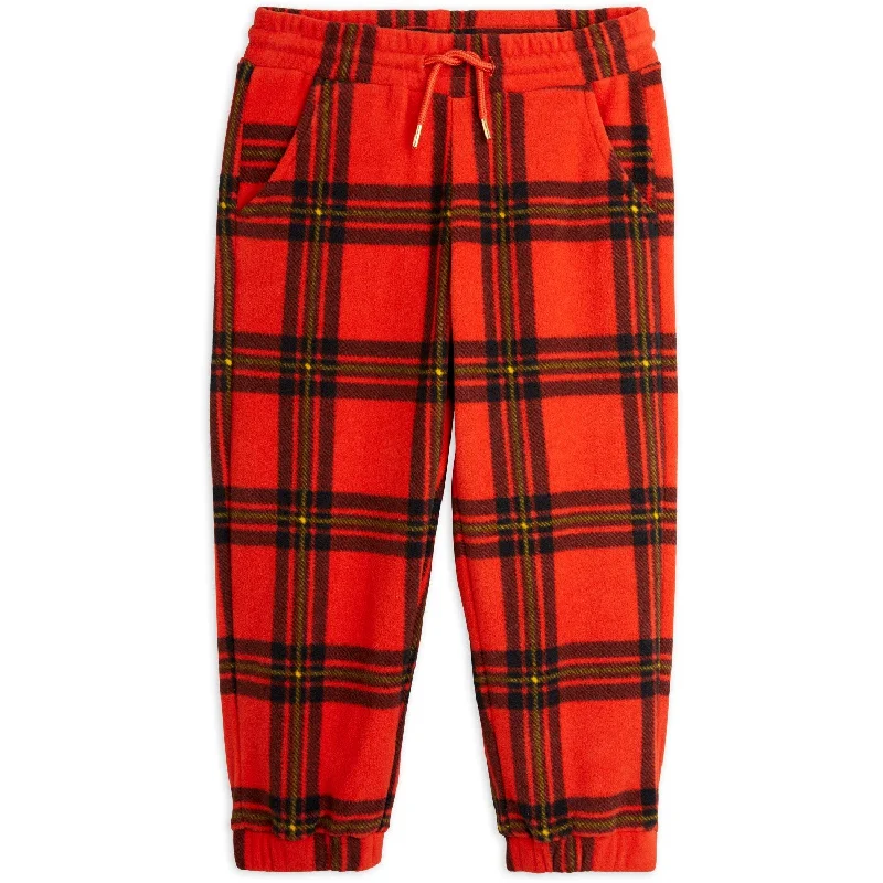 Animal print skinny jeans pants wild -Mini Rodini Red Check Aop Fleece Pants