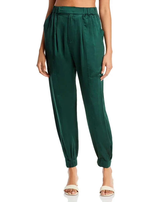 Winter pants insulated lining -Neha Womens Silk Pleated Jogger Pants