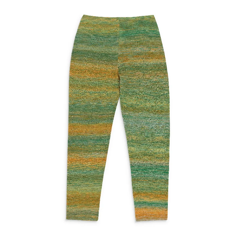 Quilted chino pants cozy -PEDAL PUSHERS GREEN ORANGE LEGGINGS