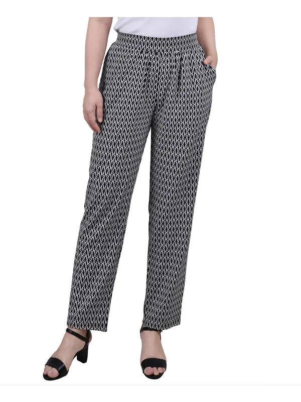 Ankle-length chino pants sharp -Petites Womens Printed Mid Rise Straight Leg Pants