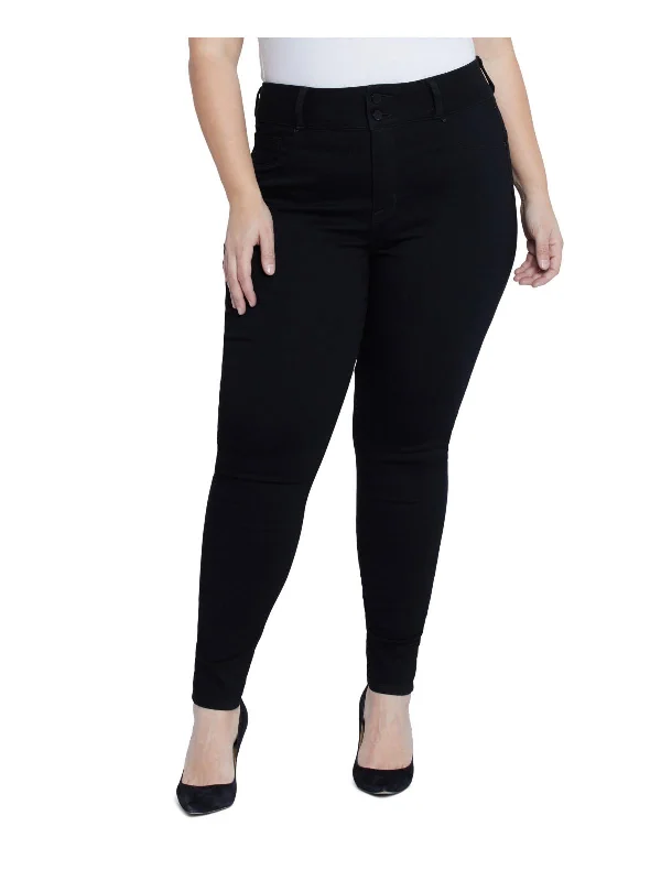 Rugged skinny pants tough -Plus Womens Knit Denim Jeggings