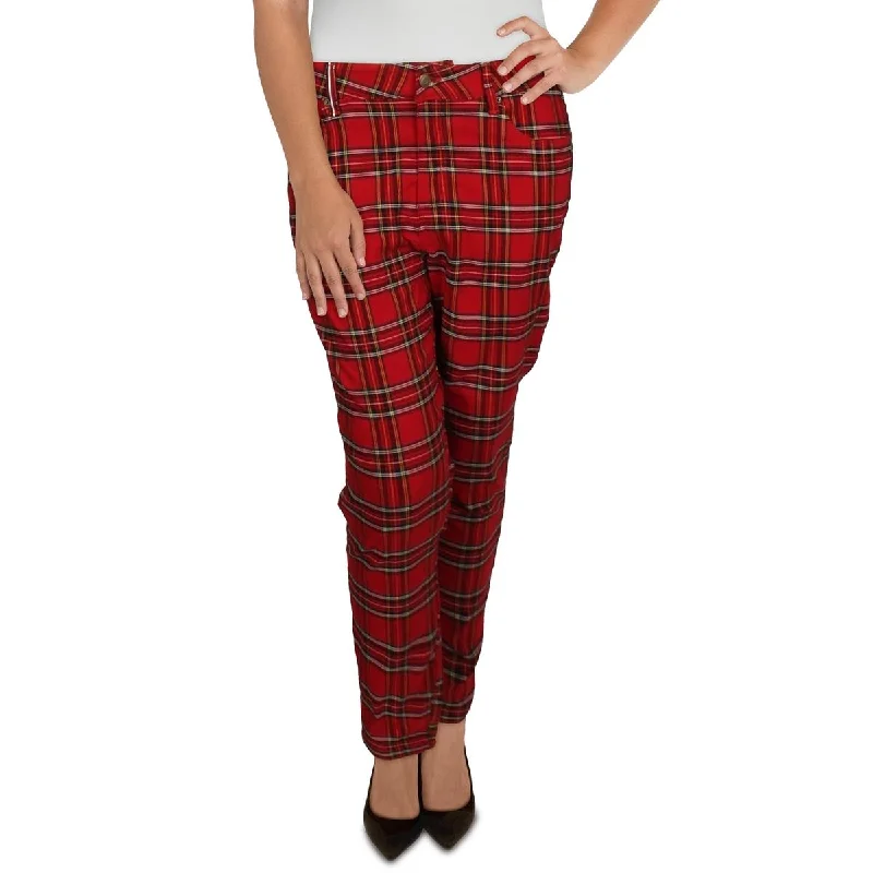 Windproof pants outdoor -Plus Womens Plaid Stretch Skinny Pants