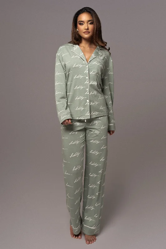 Black skinny jeans pants tight -Sage Home For The Holidays Adult Pajama Set