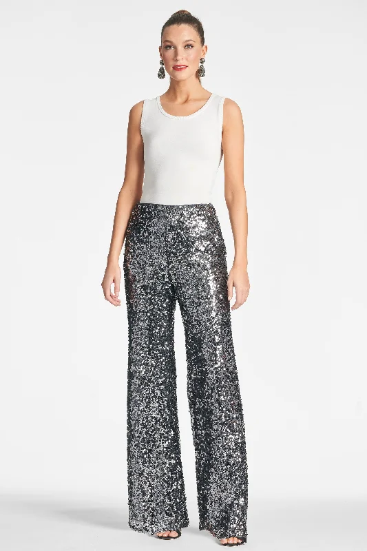 Cropped dress pants chic -Sequin Alli Pant - Gunmetal