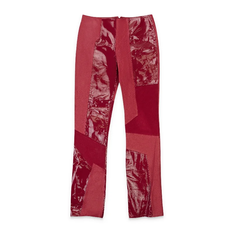 Low-rise dress pants casual -SOS STEVE SMITH LEATHER PATCHWORK RED WOMEN'S BOOTCUT JEANS