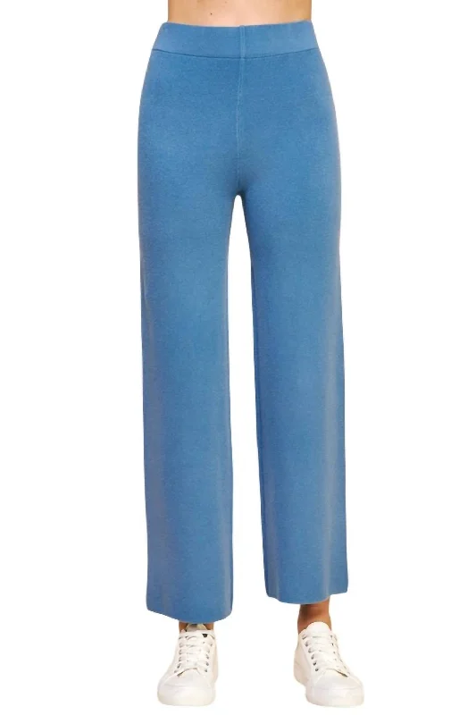 Outdoor pants rugged terrain -Straight Leg Sweater Pants In Dusty Blue