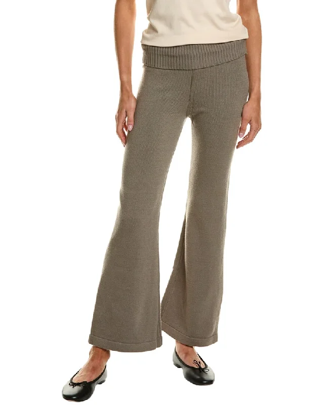 Functional pants utility style -Vintage Havana Slim Fit Knit Fold-Over Flare Pant