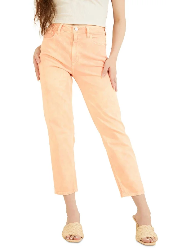 Mesh-lined chino pants airy -Womens Denim Acid Wash High-Waist Jeans