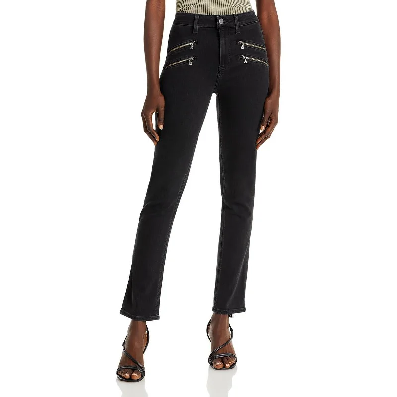 Black skinny jeans pants tight -Womens Denim High Rise Straight Leg Jeans