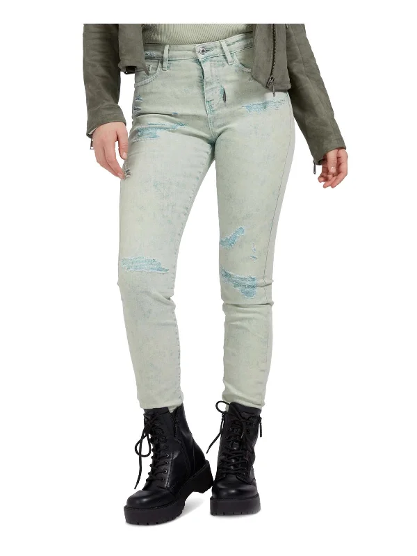 Olive chino pants earthy -Womens Distressed High Rise Colored Skinny Jeans