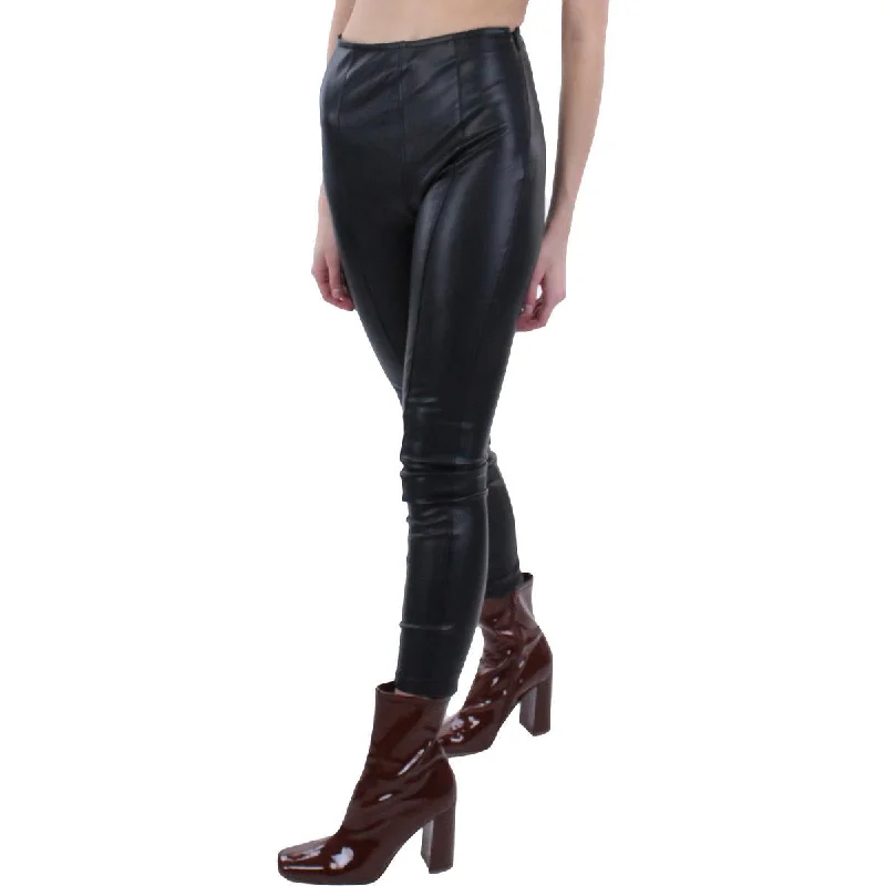 Cargo jogger pants hybrid -Womens Faux Leather High Waist Skinny Pants