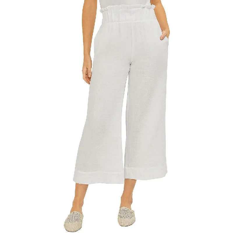 Cropped chino pants trendy -Womens Gauze Wide-Leg Cropped Pants