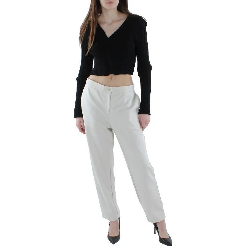 Pleated chino pants elegant -Womens High Rise Ankle Pants