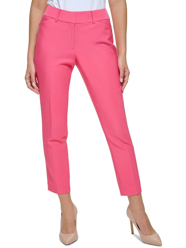 High-rise chino pants flattering -Womens Mid-Rise Solid Ankle Pants