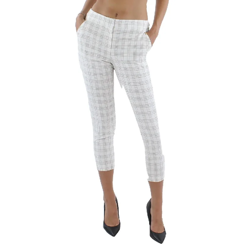 Cropped chino pants chic -Womens Plaid Flat Front Ankle Pants