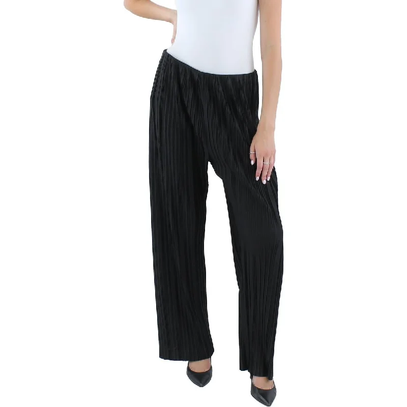 Wide-leg chino pants loose -Womens Pleated Textured Wide Leg Pants